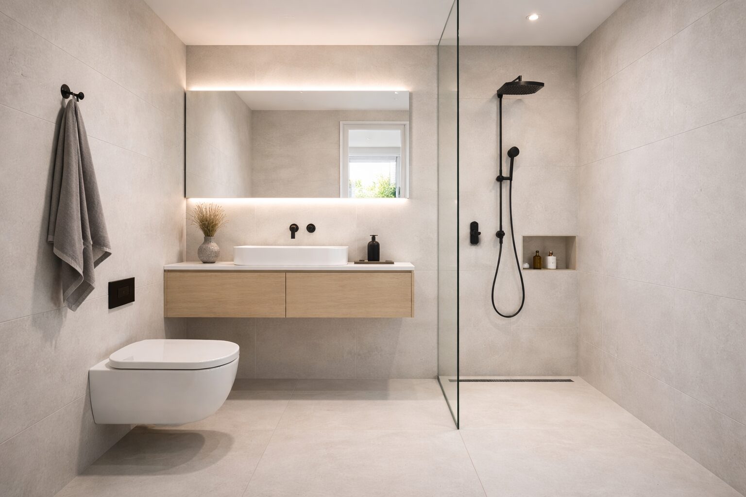 Badezimmer minimalistisch Raumplanung und Proportionen