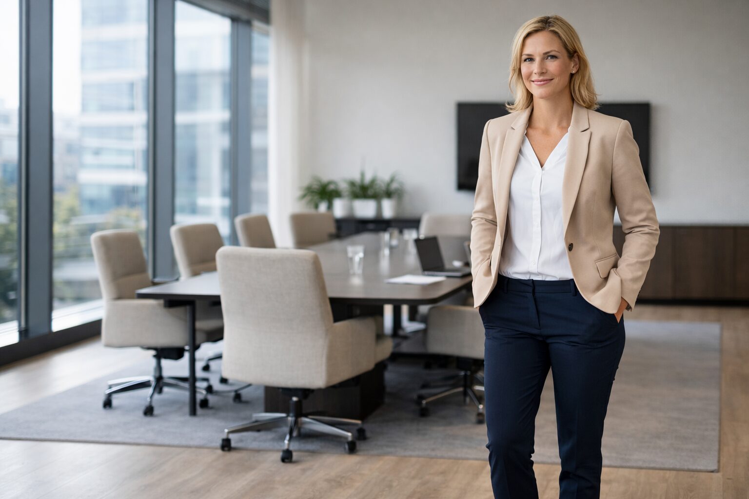 Blazer mit Bluse und schmaler Hose