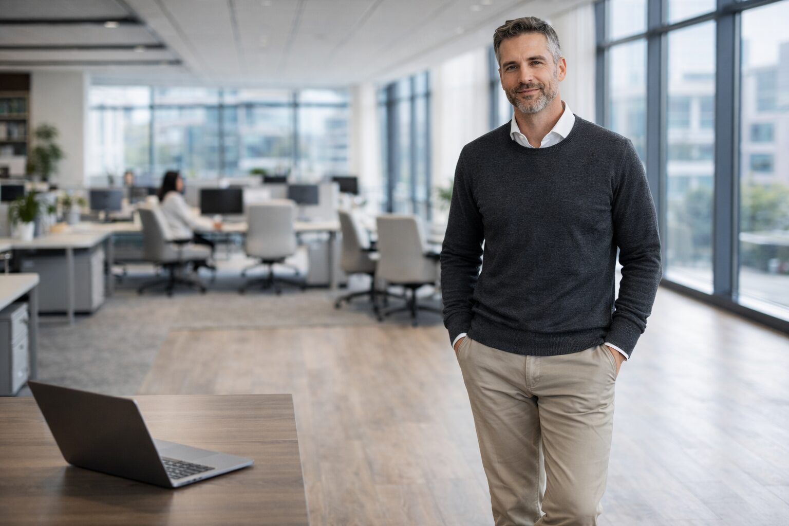 Feinstrickpullover mit Hemd und Chino