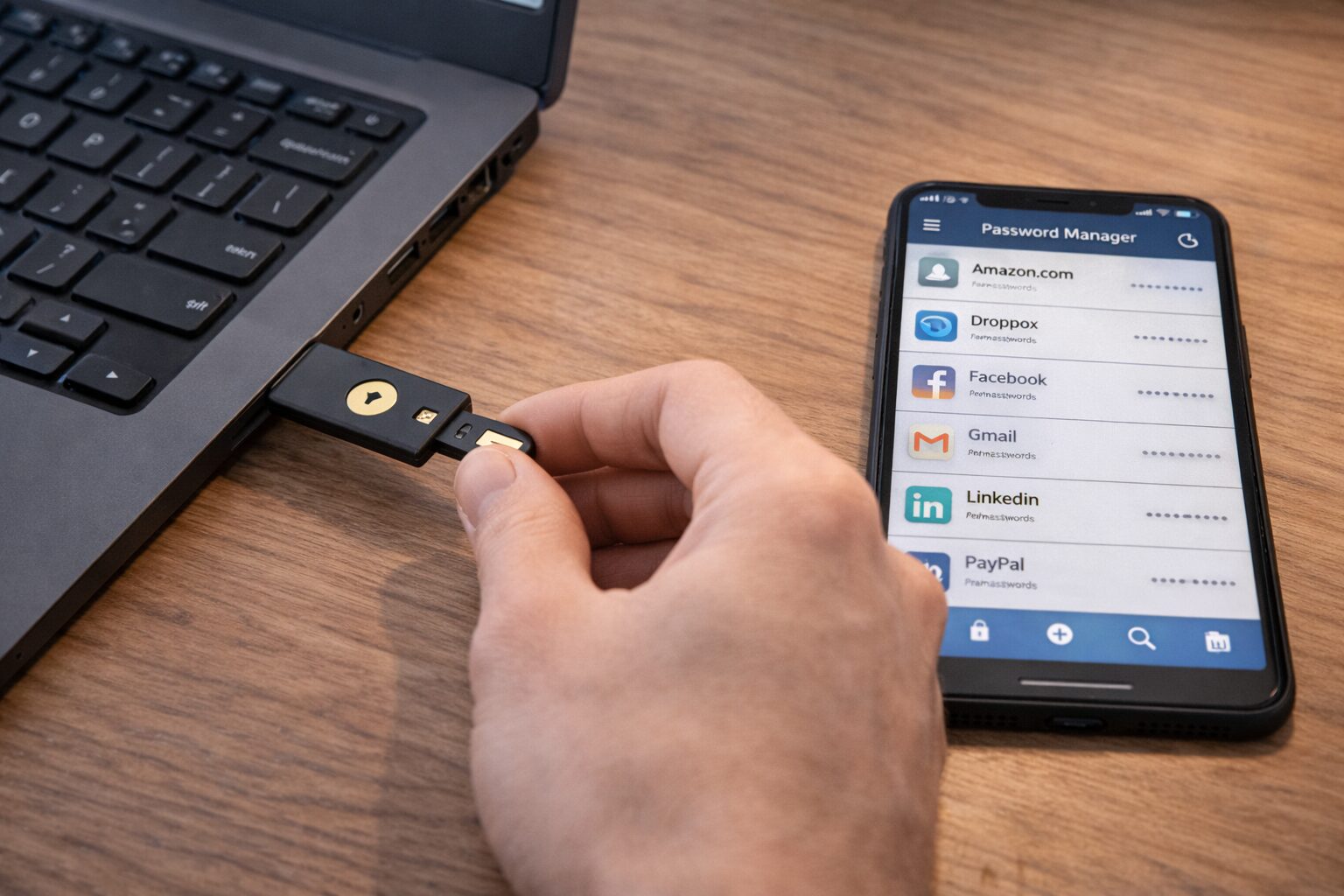 Passwort-Manager mit Hardware-Sicherheitsschlüssel