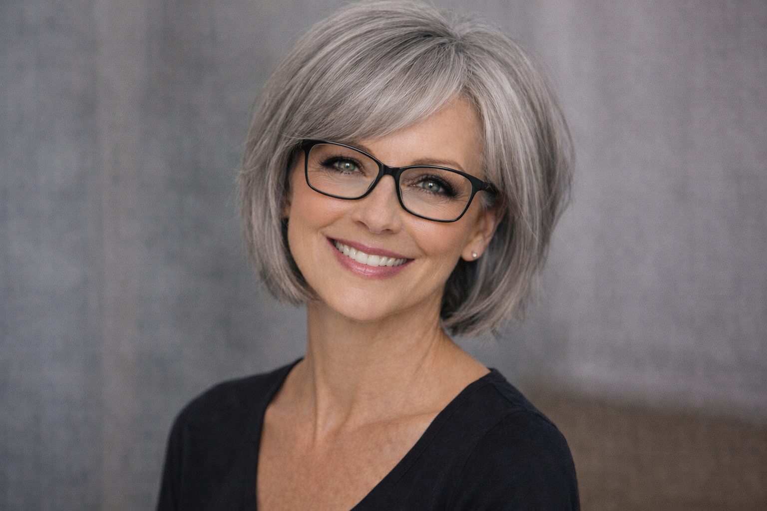 Gestufter Bob mit Brille