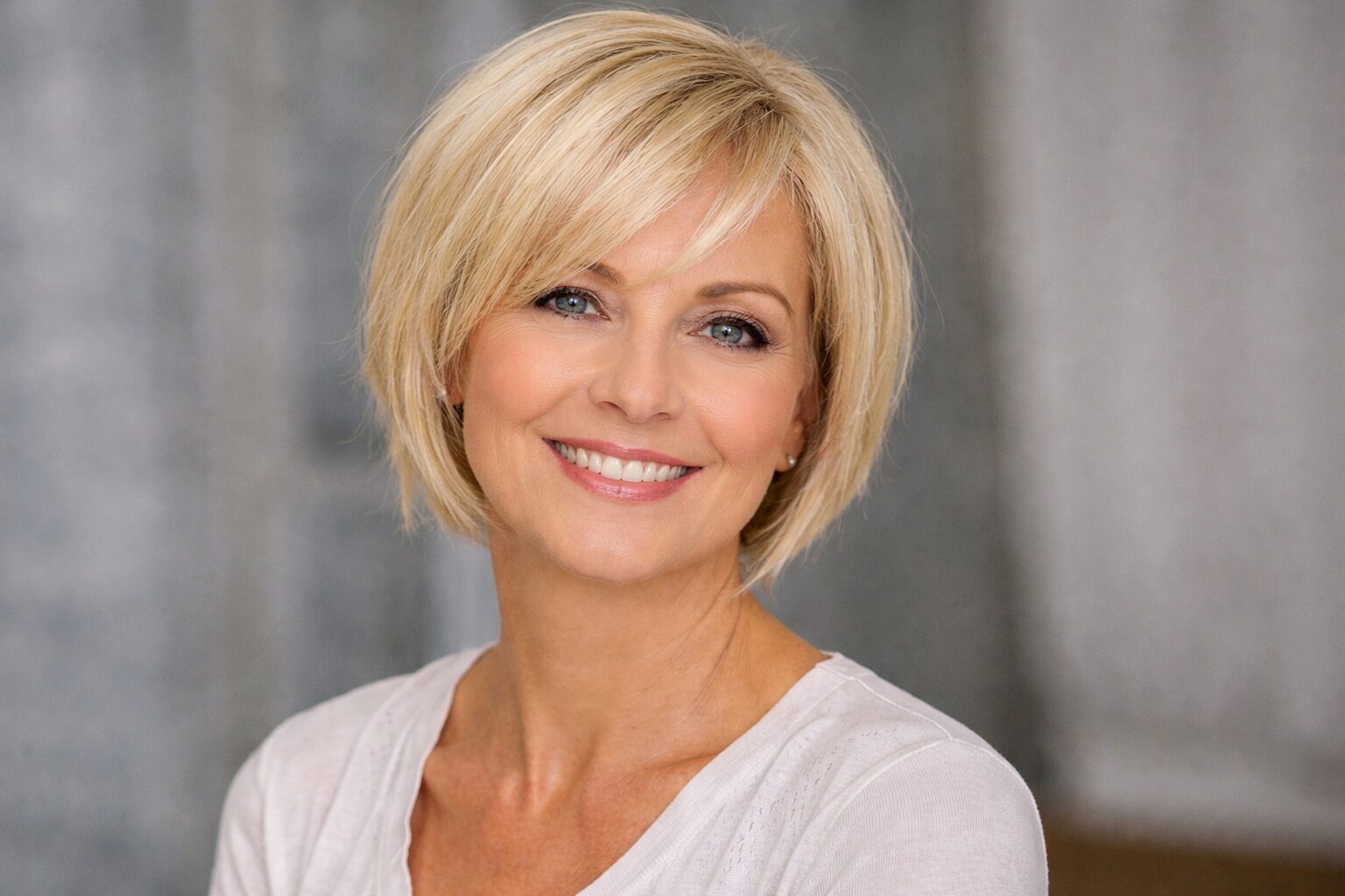 Lächelndes Porträt einer stilvollen Frau