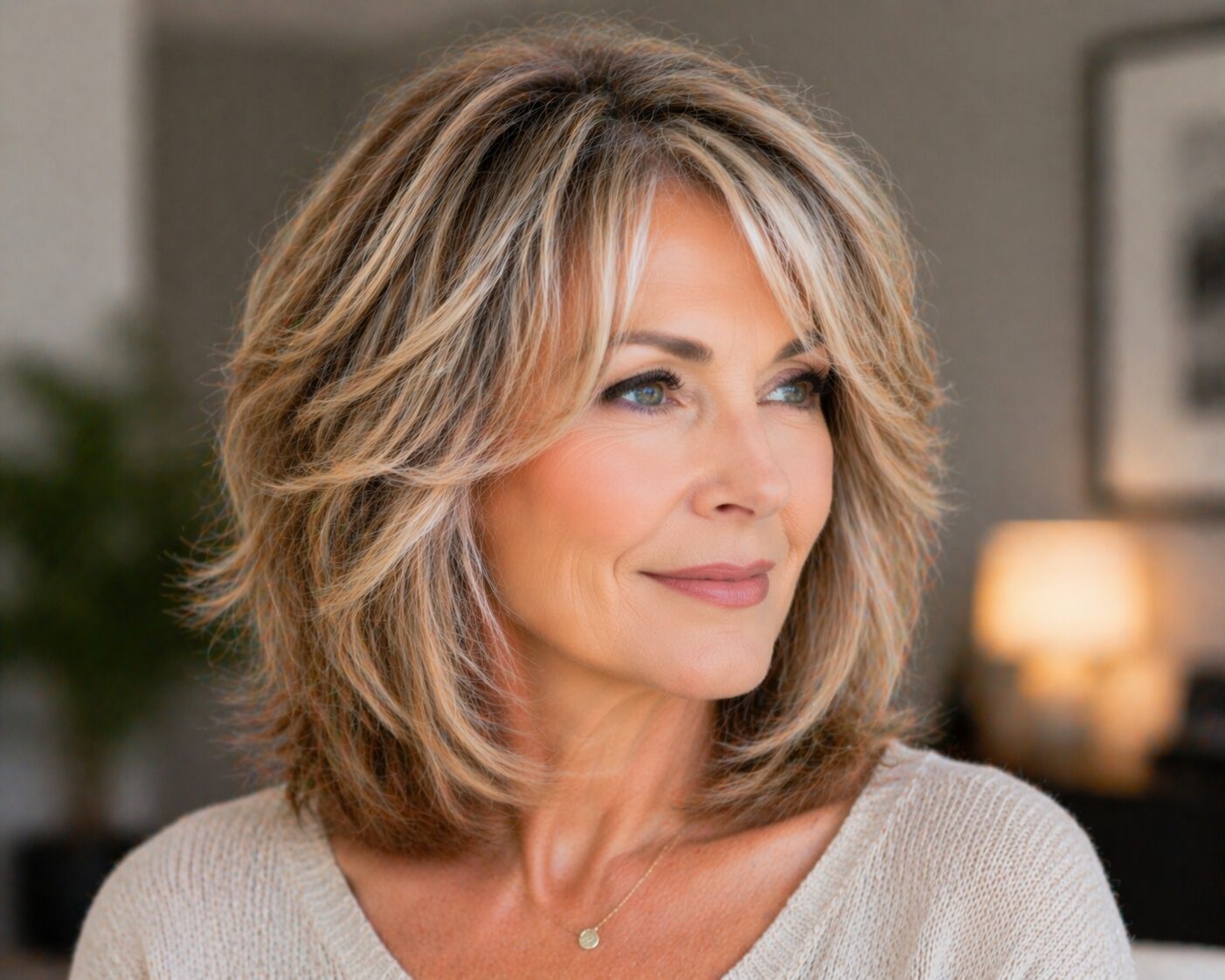 Peppige Frisuren für Frauen ab 50 für dickes Haar gestuft, kontrolliert und leicht