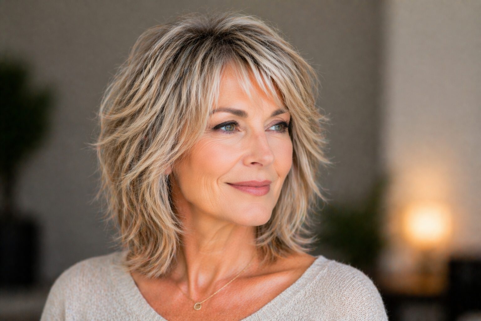 Peppige Frisuren für Frauen ab 50 mit Stufenschnitt der Soft Shag