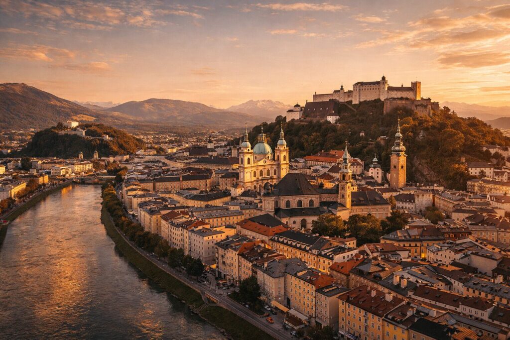 Welche Sehenswürdigkeit in Salzburg lohnt sich? 10 Vorschläge Salzburg im goldenen Abendlicht