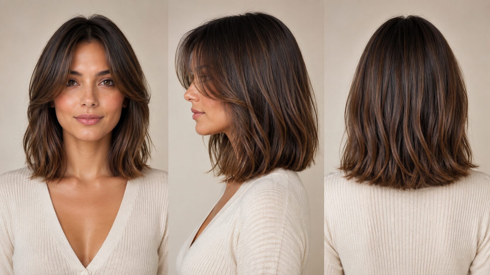 Curtain Bangs mit Long Bob