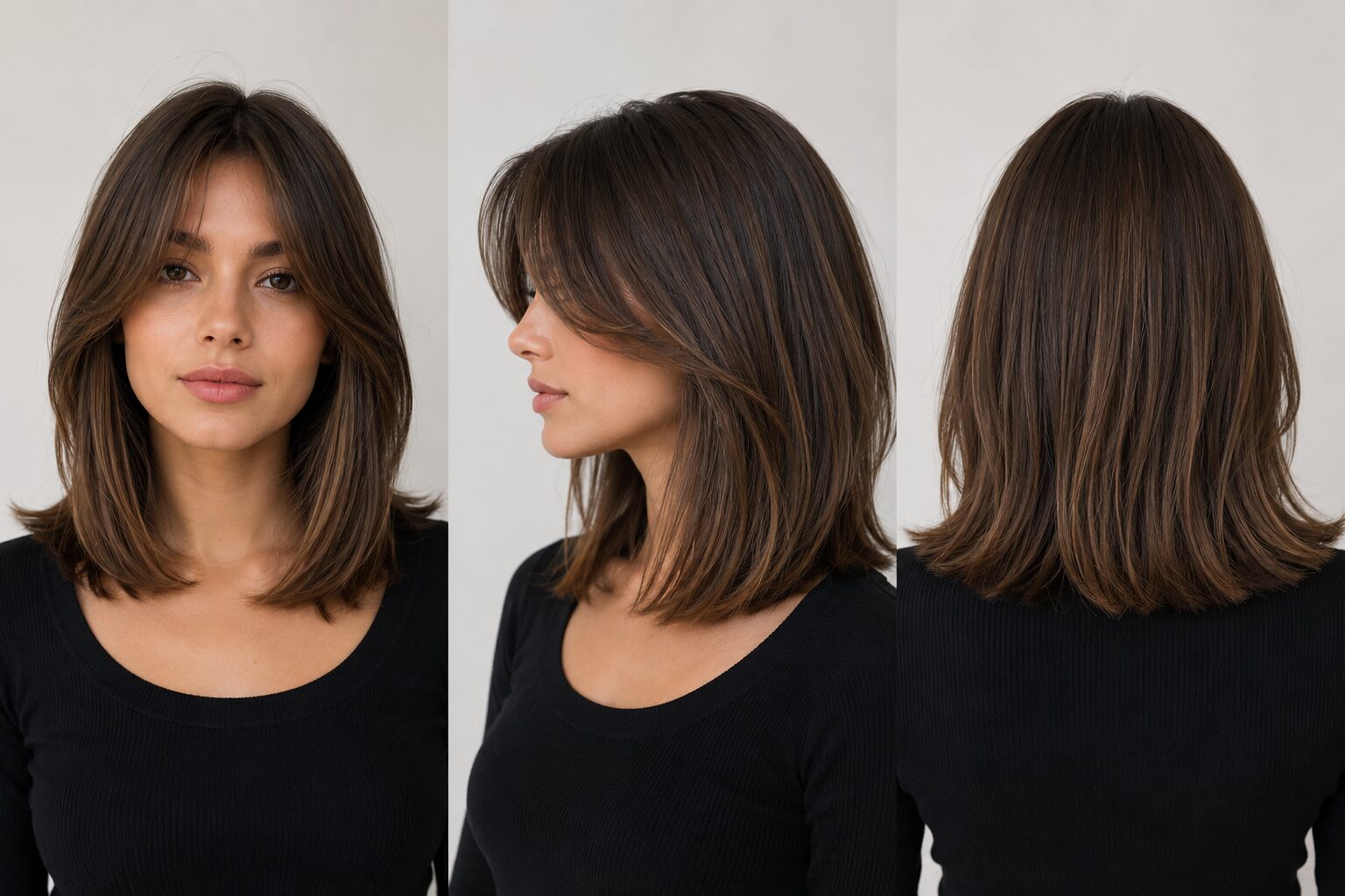 Curtain Bangs mit glattem Haar