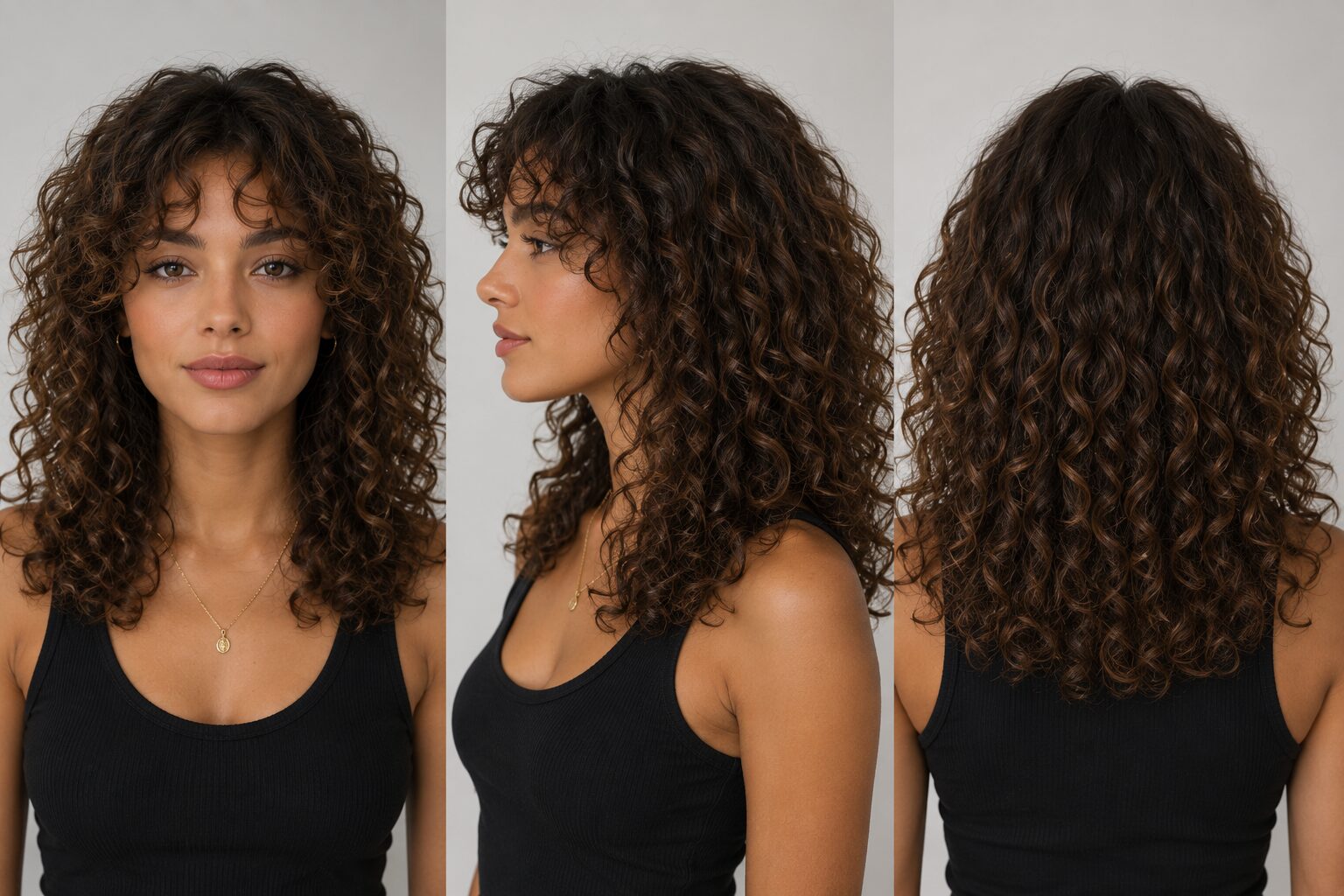 Curtain Bangs mit lockigem Haar