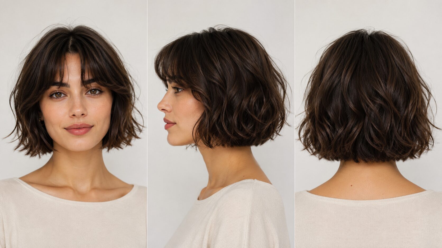 Kurze Curtain Bangs im French-Girl-Stil