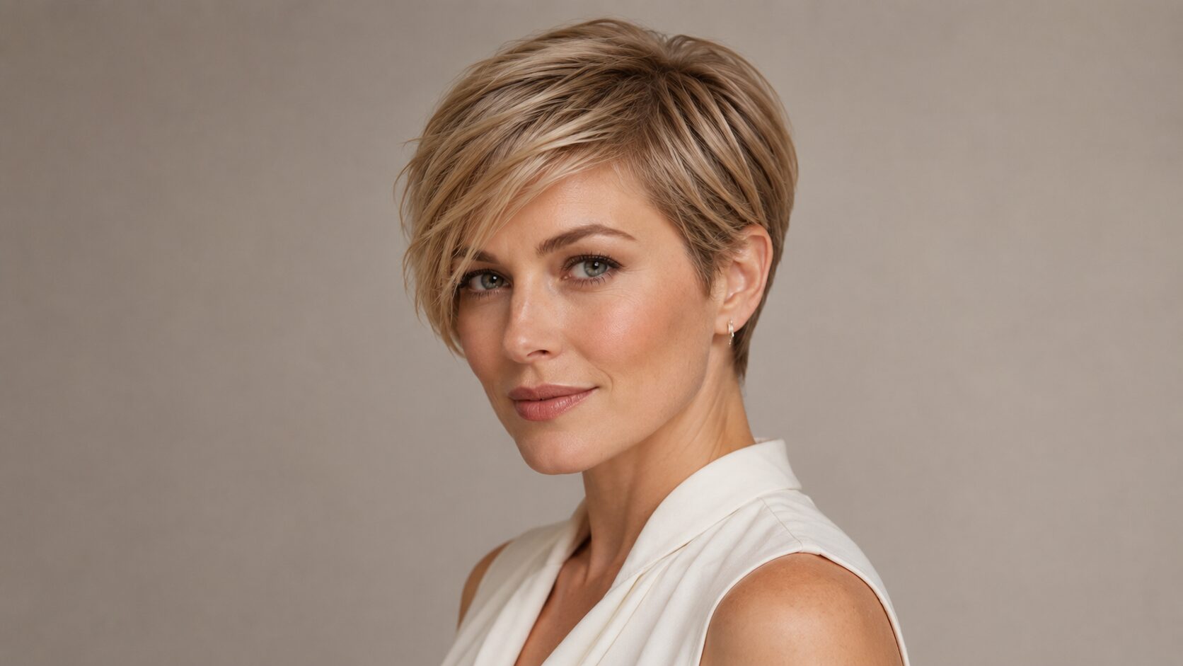 Pixie Cut mit seitlichem Pony