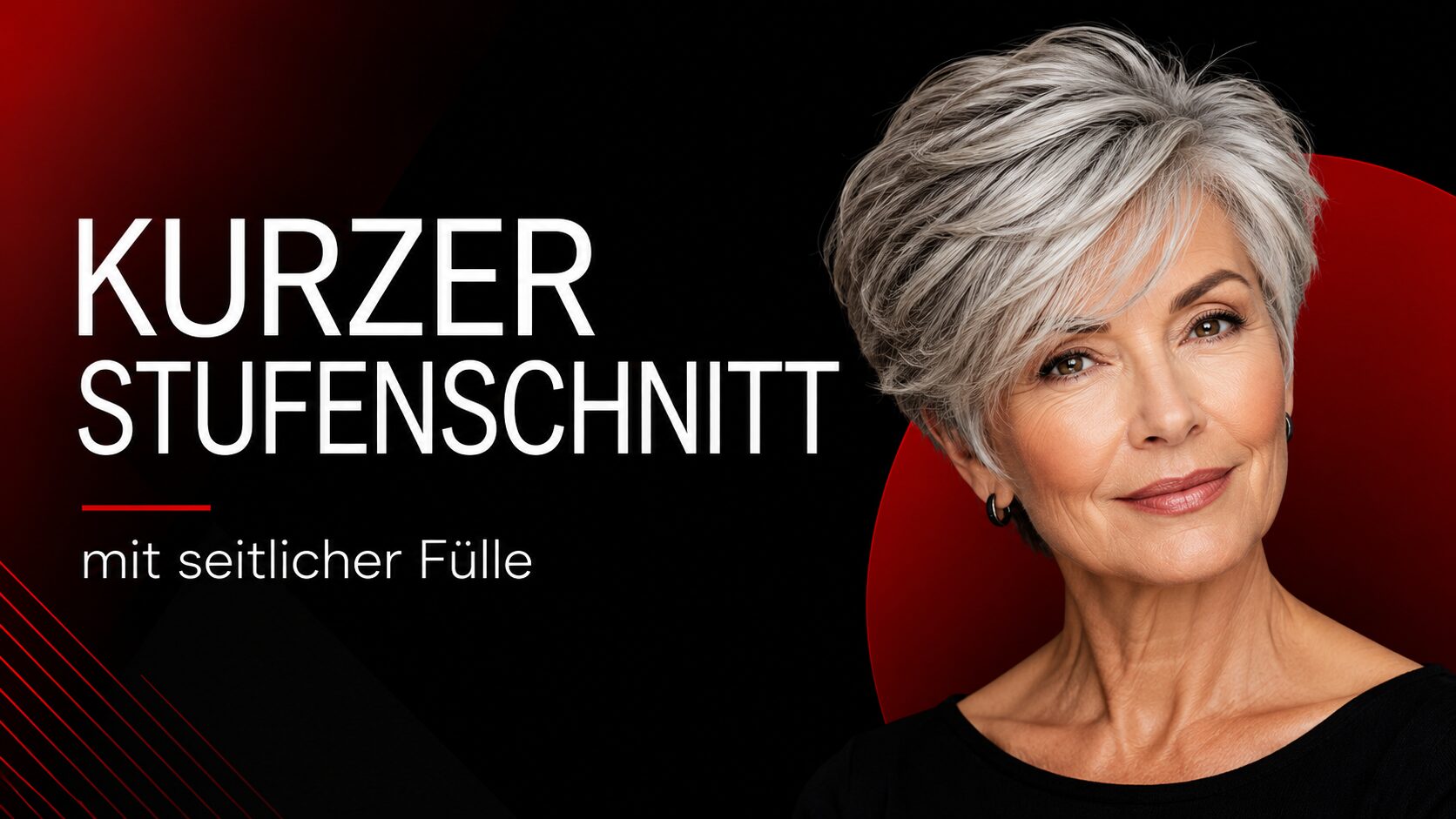Kurzer Stufenschnitt mit seitlicher Fülle